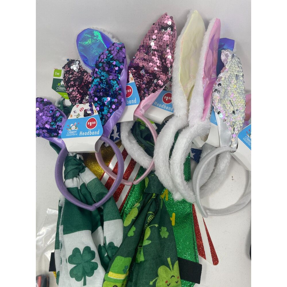 Lot 10 Bunny Ear Headbands Misc Costume Bow Accessories Lot Irish Photo Booth